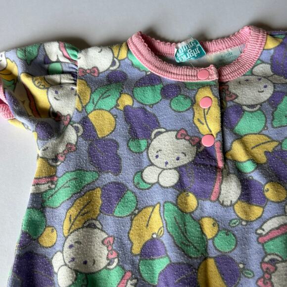 Bright Future Vtg Baby Girls Size 6-9 Months Purple Cat Bodysuit & Stirrup Pants - Picture 3 of 9
